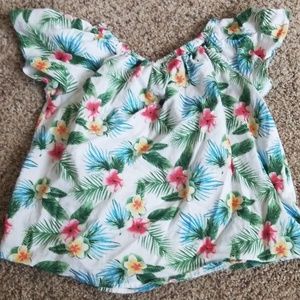 Zara flutter sleeve Hawaiian shirt